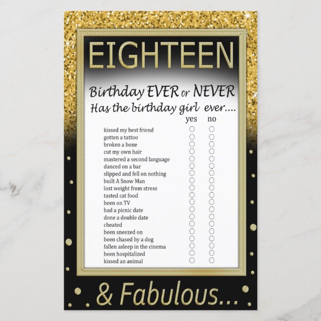 Jeu du 18ème anniversaire à tout jamais (Devant)