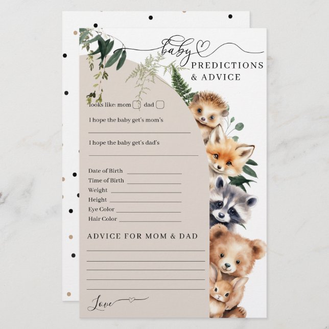 Jeu du Baby shower forestier de Woodland (Devant / Derrière)