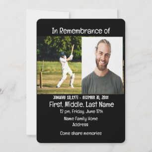 Jeu du joueur de cricket Invitation Memorial Servi