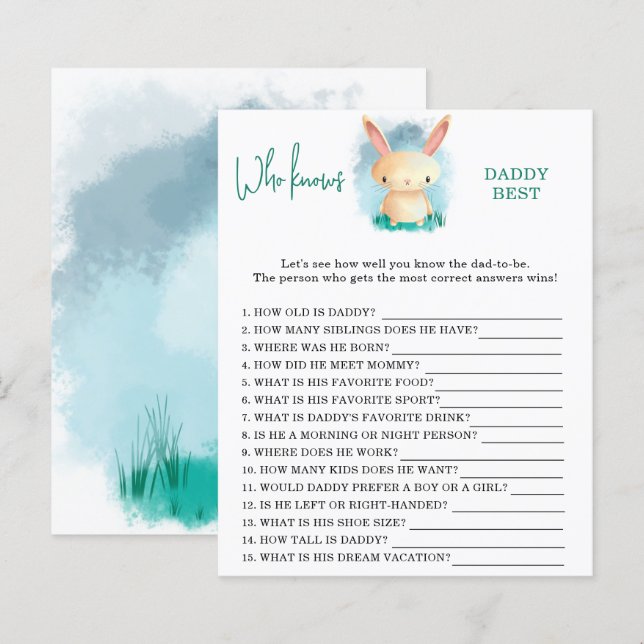 Jeu du petit lapin qui connaît le mieux papa (Devant / Derrière)