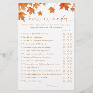 Jeu du Plus ou Moins pour la Baby Shower d'Automne