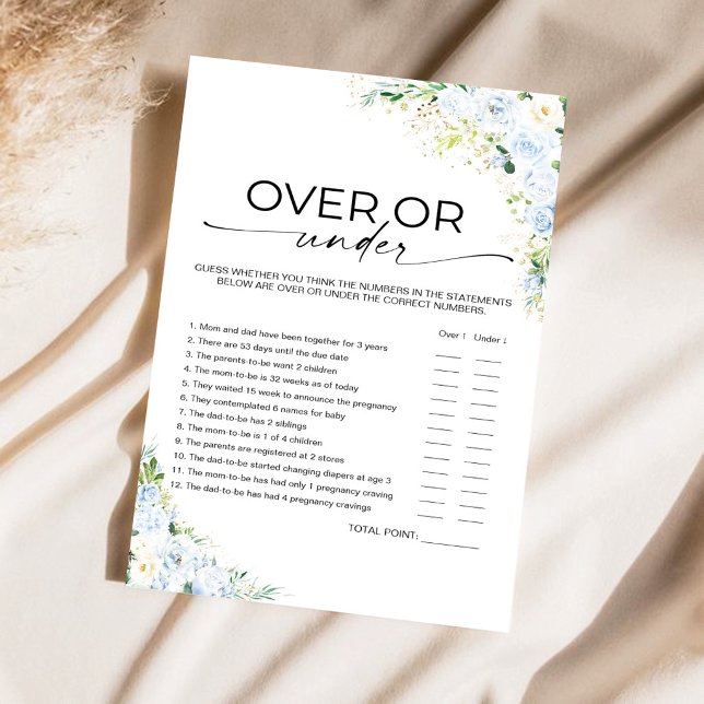 Jeu du plus ou moins pour une Baby Shower aux fleu (Créateur téléchargé)