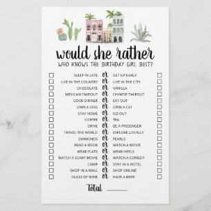 Jeu éditable de Birthday Would She Rather