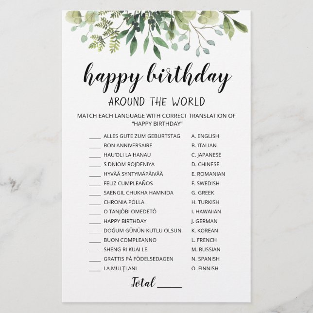 Jeu éditable Joyeux Anniversaire autour du monde (Devant)