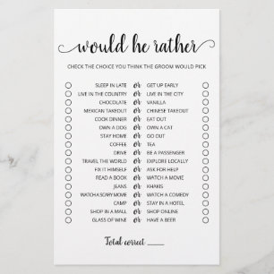 Jeu éditable Mariage Préférerait-Il