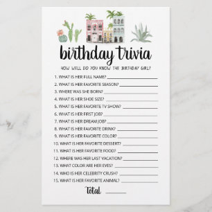 Jeu éditable pour Anniversaire Trivia