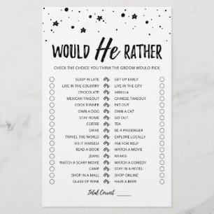 Jeu éditable 'Wedding Would He Rather' pour mariag