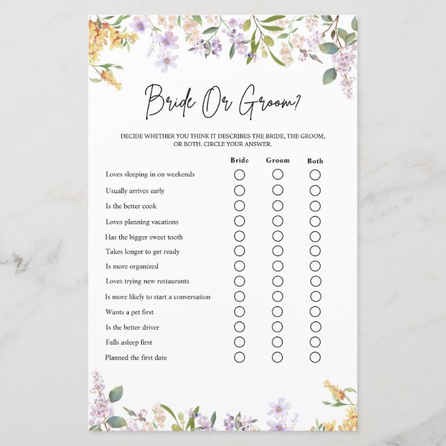 Jeu Élégant de la Mariée ou du Marié aux Fleurs Sa (Devant)