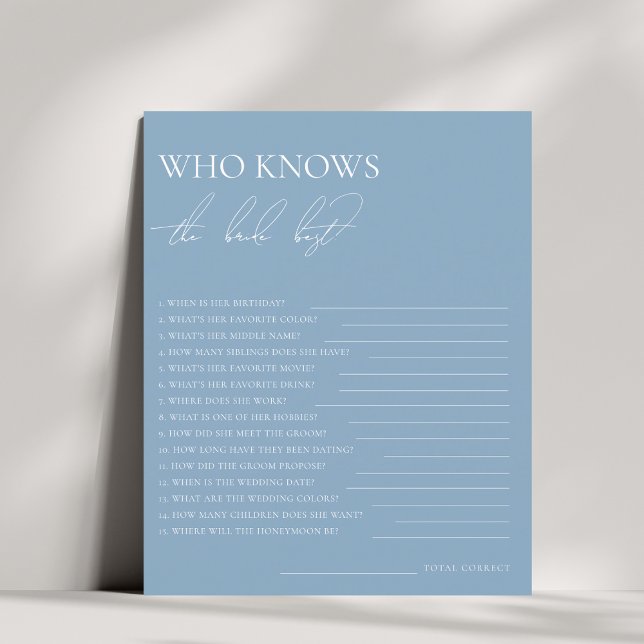 Jeu élégant 'Qui connaît le mieux la mariée' avec  (Créateur téléchargé)