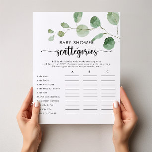 Jeu Eucalyptus Baby shower Scattegories