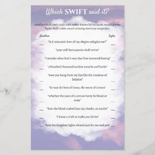 Jeu Fête des mariées "Quel Swift L'A Dit ?"