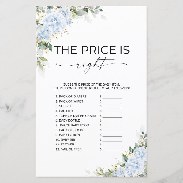 Jeu Fleuriste Hydrangea Bleu The Price Is Right (Devant)