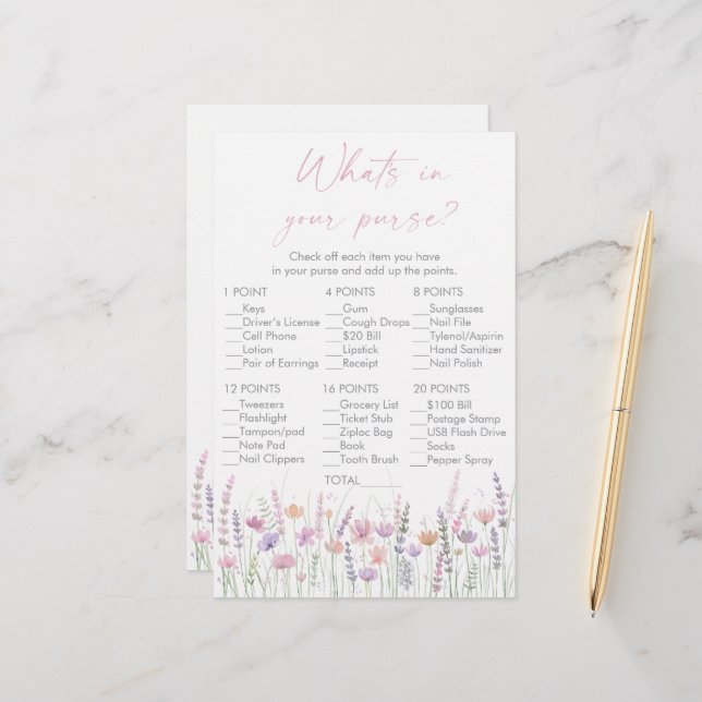 Jeu Fleurs Sauvages Pastel Dans Votre Sac (Devant/Arrière en situation)