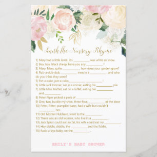 Jeu Floral Blush rose et or Baby shower IMPRIMER