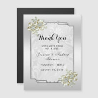 Jeu floral élégant, Merci Mariage encadré d'argent