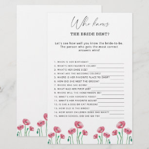 Jeu floral "Qui connaît le mieux la mariée"