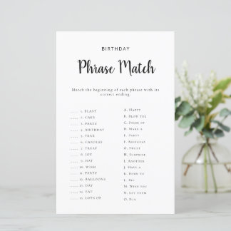 Jeu imprimable de correspondance de phrases d'anni