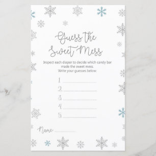 Jeu imprimé de Baby Shower Flocon de Neige d'Hiver