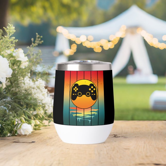 Jeu informatique de jeu de gamer de coucher de sol (Mariage (pivoté))