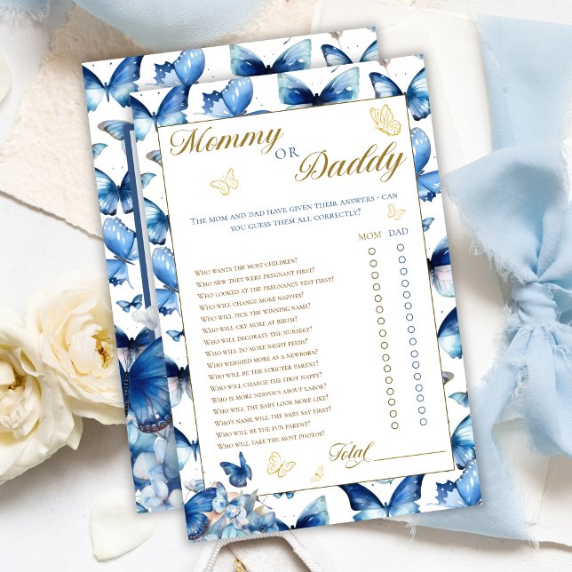 Jeu Maman ou Papa avec accent de papillon bleu dor (Créateur téléchargé)