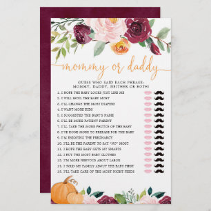 Jeu maman ou papa citrouille floral automne