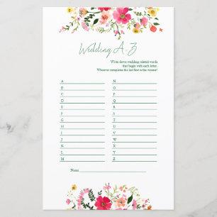 Jeu mariage A à Z   Fête des mariées florale brill
