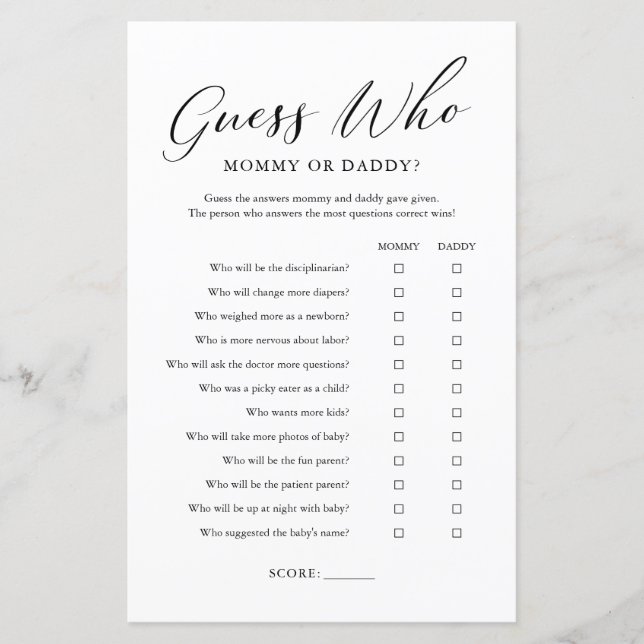 Jeu Minimaliste Devinez Maman ou Papa (Devant)