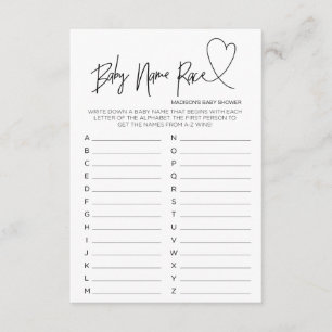 Jeu moderne de course de nom de bébé de carte de