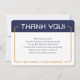 JEU MODERNE MERCI Bar Mitzvah bleu marine orange