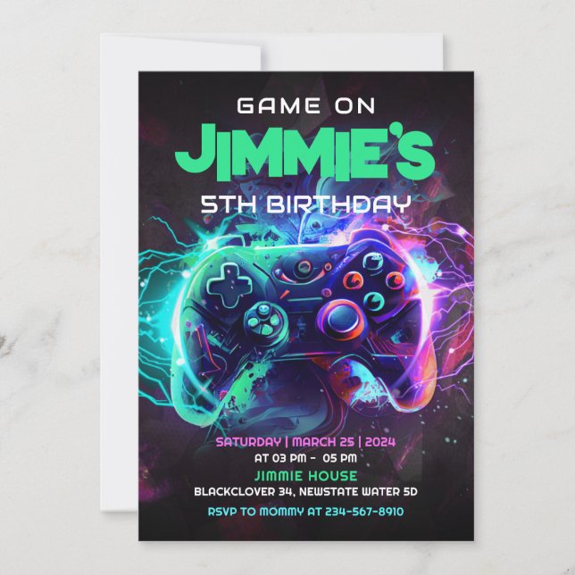 Jeu modifiable sur invitation de fête du 5e annive (Devant)
