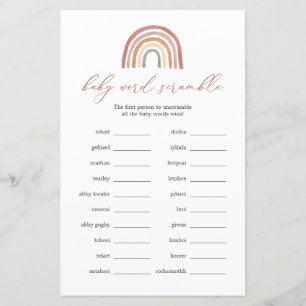 Jeu Mot Baby shower Arc-en-ciel