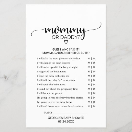 Jeu Noir Simple De Maman Ou De Papa De Zazzle Fr