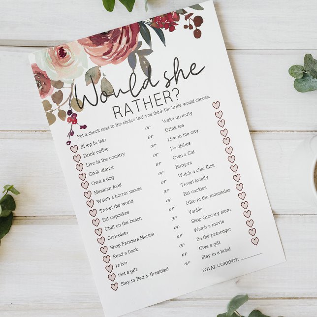 Jeu nuptiale Elle Plairait Rouge Blush Floral Rose (Créateur téléchargé)