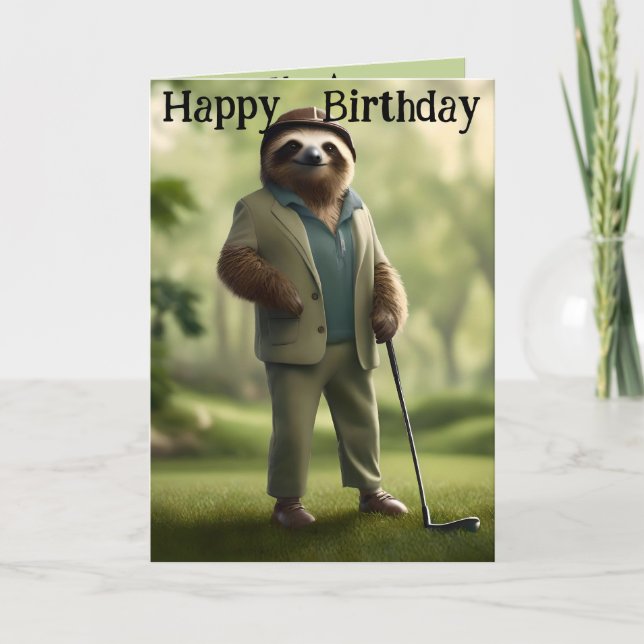 Jeu On : Sloth Golf Player Carte Anniversaire (Devant)