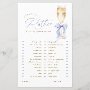 Jeu Or Champagne Bleu Ruban 'Préférerait-Elle'
