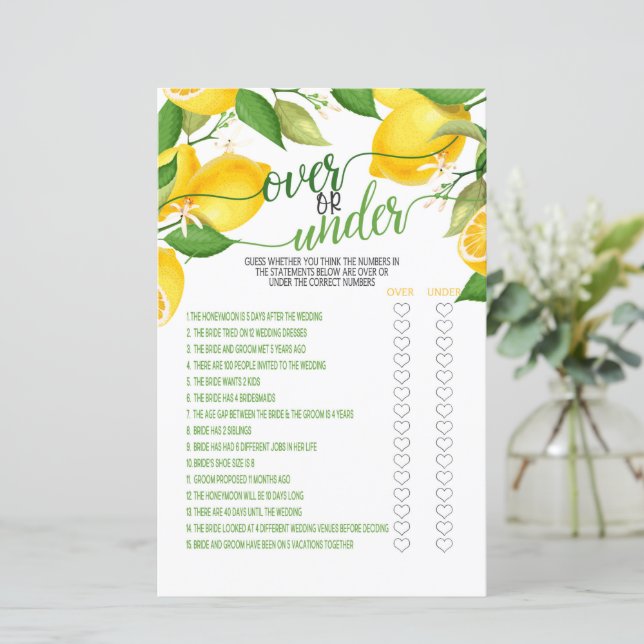 Jeu Over ou Under - Citron (Debout devant)