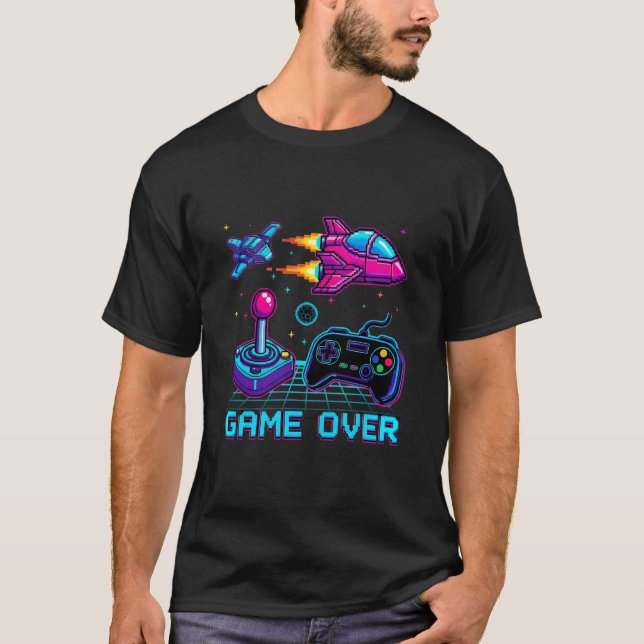 Jeu Over - T-shirt Retro Pixel Art Arcade (Devant)
