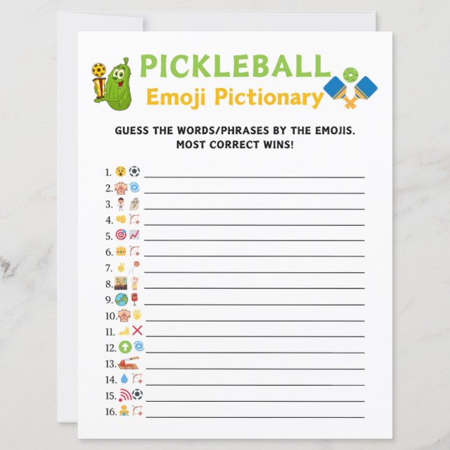 Jeu Pickleball Emoji Pictionary (Devant)