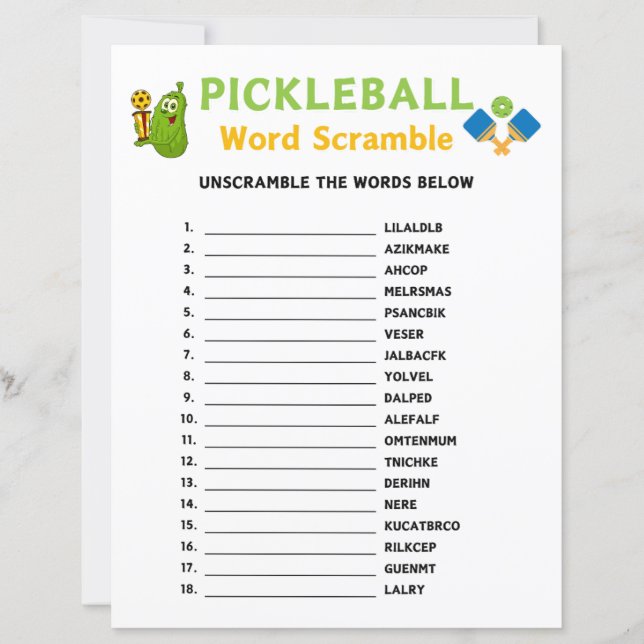 Jeu Pickleball Word Saut (Devant)