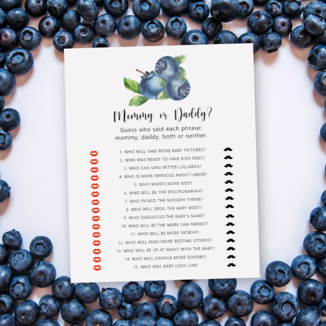 Jeu pour baby shower « Blueberry - maman ou papa » (Créateur téléchargé)