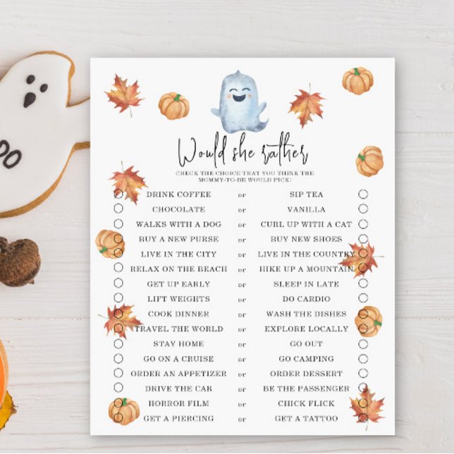 Jeu pour baby shower - Fantôme - Préférerait-elle (Créateur téléchargé)