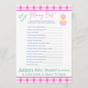 Jeu pour Baby Shower Fille Naissance Fille Poussin