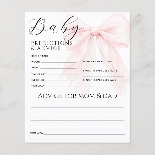Jeu pour Baby Shower Moderne Fille Ruban Rose (Devant)