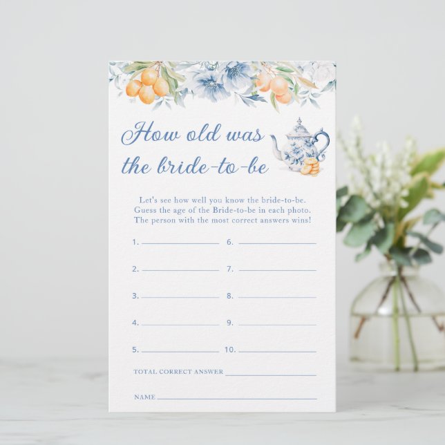 Jeu Quel âge a la future mariée Fleurs Citron Bleu (Debout devant)