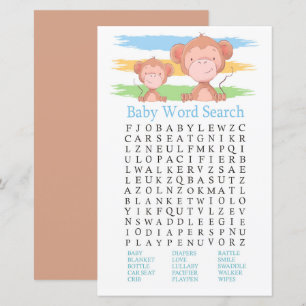 Jeu Recherche Mot Baby shower Singe