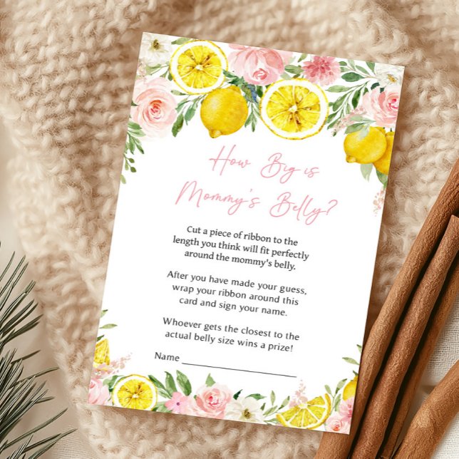 Jeu Rose Floral Lemon Quelle Est La Taille Du Vent (Summer Lemon Citrus Baby Shower How Big Is Mommy's Belly Game)
