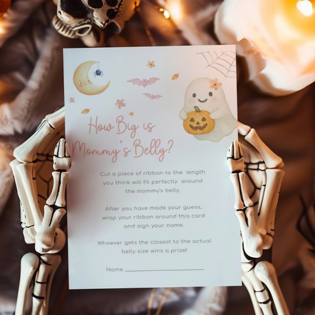 Jeu Rose Little Boo Quelle Est La Taille Du Ventre (Girl Halloween Baby Shower How Big Is Mommy's Belly Game)