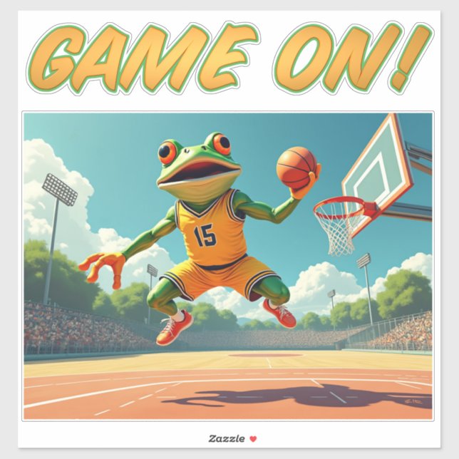 Jeu Sur Basketball Frog autocollant de contour (Feuille)