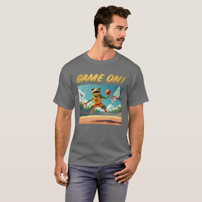 Jeu Sur Basketball Frog hommes gris T-shirt (Devant entier)