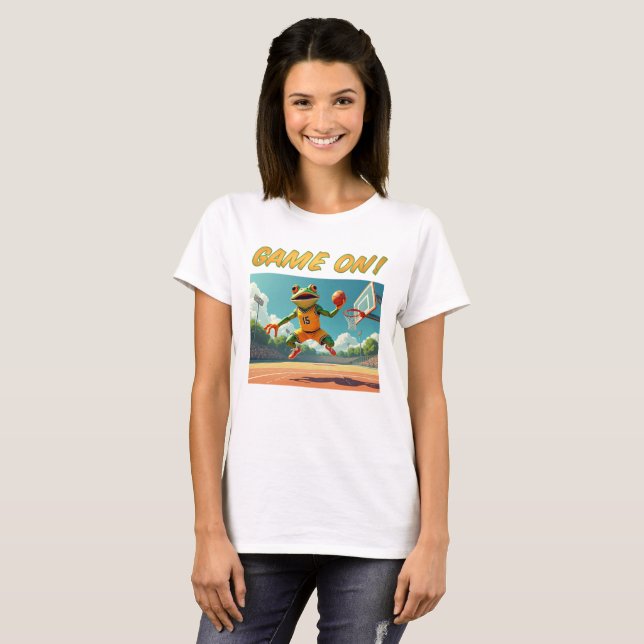 Jeu Sur Basketball Grenouille femmes blanc T-shirt (Devant entier)
